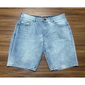 VTG Y2K Ecko Unltd Mens Denim Light Faded Blue Baggy Loose Fit Jean Shorts Sz 36